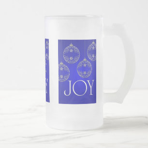 Joy Ornaments på koboltblå elegant Frostat Ölglas