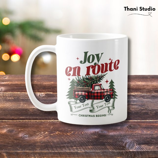 Joy på väg jul Begins Lastbil & X Mas Träd Kaffemugg (Skapare uppladdad)