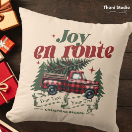 Joy på väg jul Begins Lastbil & X Mas Träd Kudde