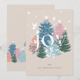 Joy Pastel Watercolor Julgran Forest & Dove Julkort