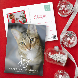 Joy Paw Print Push Script Cat Lover Simple Pet Helg Vykort