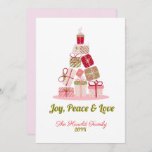 Joy Peace and Kärlek Julgran Card