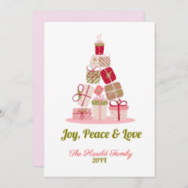 Joy Peace and Kärlek Julgran Card Julkort