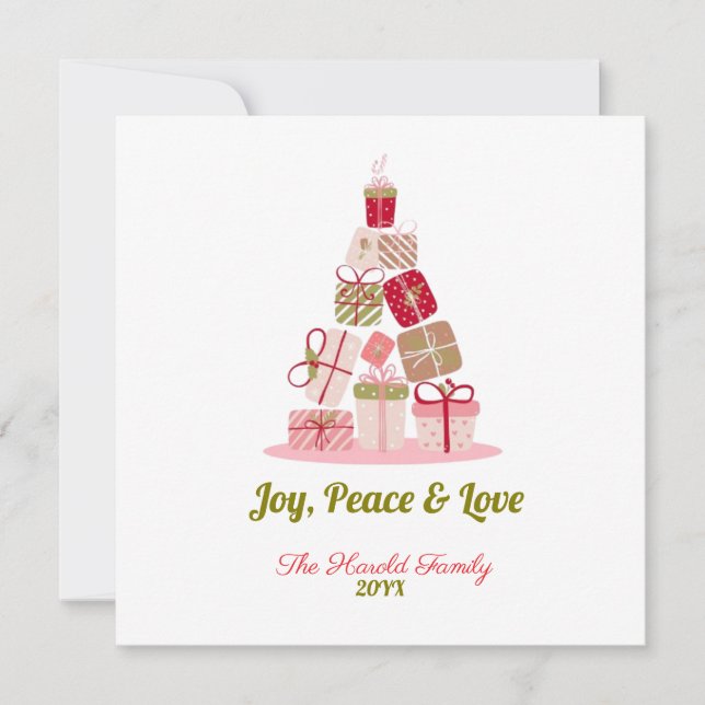 Joy Peace and Kärlek Julgran Card Julkort (Framsida)