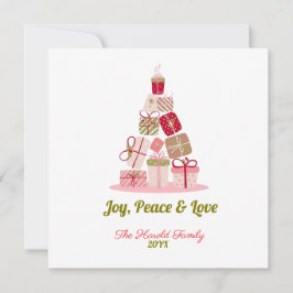 Joy Peace and Kärlek Julgran Card Julkort