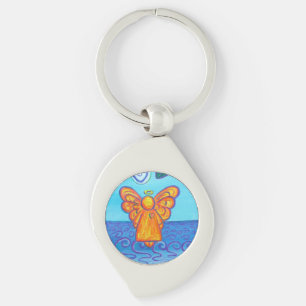 Joy & Peace Beach Guardian Angel Anpassningsbar Ke Swirl Silverfärgad Nyckelring