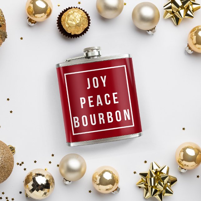 Joy Peace Bourbon | Red & White Funny Helgdag Fickplunta (Skapare uppladdad)