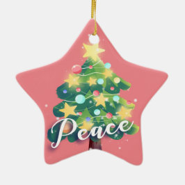 Joy & Peace Carton Julgran Rosa Ceramic Orn Julgransprydnad Keramik