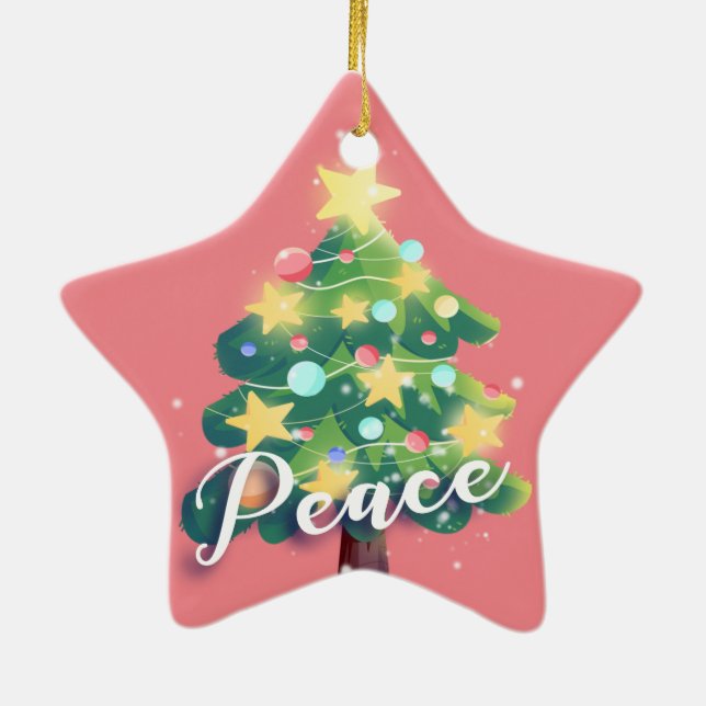 Joy & Peace Carton Julgran Rosa Ceramic Orn Julgransprydnad Keramik (Baksidan)