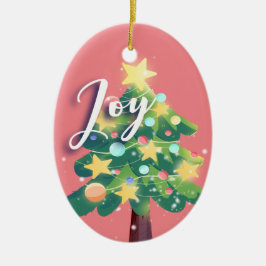 Joy & Peace Carton Julgran Rosa Julgransprydnad Keramik