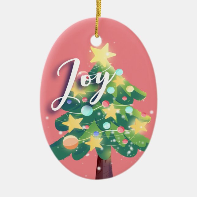 Joy & Peace Carton Julgran Rosa Julgransprydnad Keramik (Framsidan)