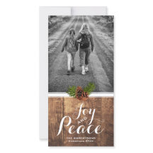 Joy Peace jul Önskemål Photo Wood Pinecones