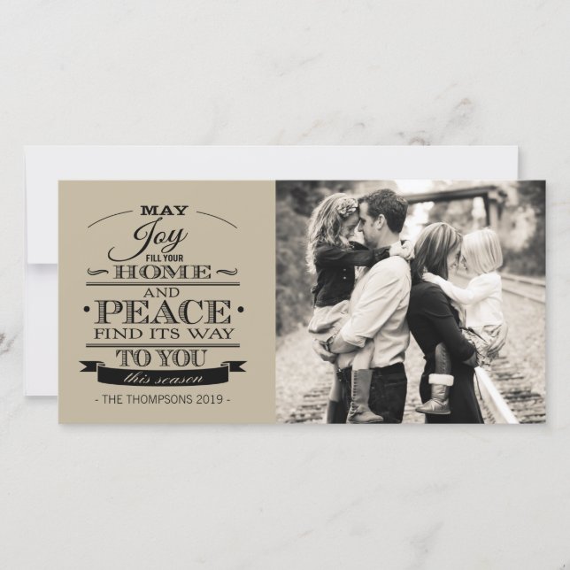 JOY PEACE Julafton julfamiljens fotokort Julkort (Framsida)