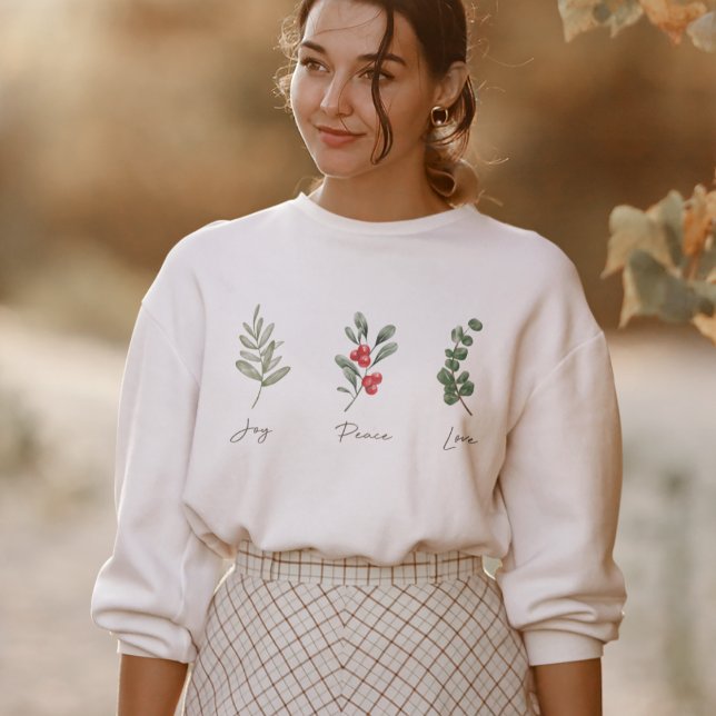 Joy Peace Kärlek Botanical Winter Sweatshirt T Shirt (Skapare uppladdad)