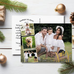 Joy Peace Kärlek Calligraphy Photo Collage Guld<br><div class="desc">Skicka speciella helgdag önskemål med det här festive-vykortet med "Joy" i ett handskrivet typsnitt i guld-folie - tillsammans med 4 av dina favoritfoton omgivna av en guld-folie gräns. Lägg enkelt till din egen Julhälsningar text på baksidan eller ta bort anteckningen för att lämna utrymme för en handskriven anteckning. Lägg även...</div>
