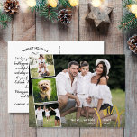 Joy Peace Kärlek Calligraphy Photo Collage Guld<br><div class="desc">Skicka speciella helgdag önskemål med det här festive-vykortet med "Joy" i ett handskrivet typsnitt i guld-folie - tillsammans med 4 av dina favoritfoton omgivna av ett vitt gräns. Lägg enkelt till din egen Julhälsningar text på baksidan eller ta bort anteckningen för att lämna utrymme för en handskriven anteckning. Lägg även...</div>