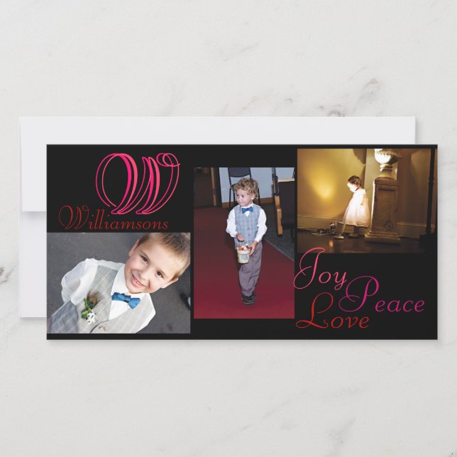 Joy Peace Kärlek Collage Photo Card Julkort (Framsida)
