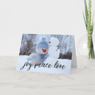 Joy Peace Kärlek DITT FOTO eller Behålla Snögubbe  Kort