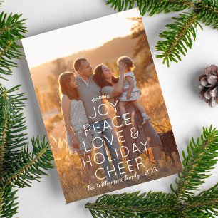 Joy Peace Kärlek Helgdag Cheer Modern Photo Julkort