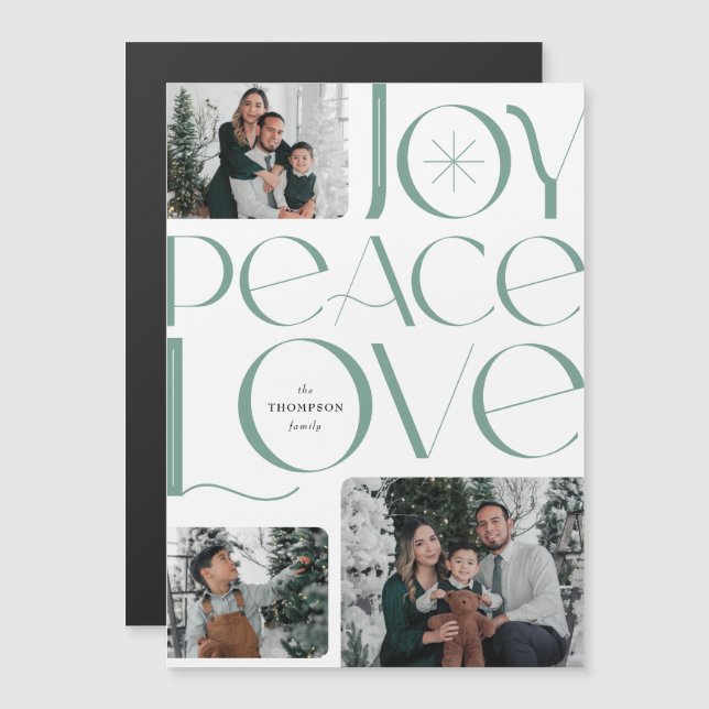 Joy Peace Kärlek Helgdag Magnetic Photo Card (Fram/baksida)