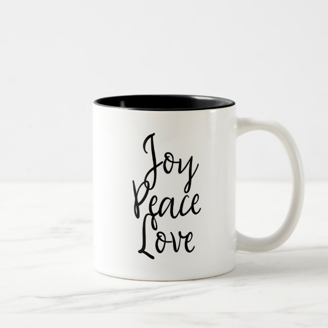 Joy Peace Kärlek inspirational Två-Tonad Mugg (Höger)