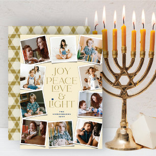 Joy Peace Kärlek & Light Hanukkah 10 Photo H Julkort