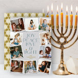 Joy Peace Kärlek & Light Hanukkah 10 Photo H Julkort<br><div class="desc">Joy, Fred, Kärlek och ljus med David stjärna, 10 Photo Collage Hanukkah Helgdag Card. Hälsning och bakgrund kan ändras till valfritt färg. Designade/ursprungliga teckningar efter tjock*fa*tin*i. Enkel att anpassa med ditt eget textmeddelande, namn, år, foto eller bild. Fler redigeringsfunktioner finns på sidan Redigera design. www.zazzle.com/fat_fa_tin www.zazzle.com/color_therapy www.zazzle.com/fatfatin_blue_knot www.zazzle.com/fatfatin_red_knot www.zazzle.com/fatfatin_mini_me www.zazzle.com/fatfatin_box...</div>