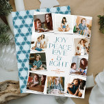 Joy Peace Kärlek & Light Hanukkah 10 Photo Julkort<br><div class="desc">Joy, Fred, Kärlek och ljus med David stjärna, 10 Photo Collage Hanukkah Helgdag Card. Hälsning och bakgrund kan ändras till valfritt färg. Designade/ursprungliga teckningar efter tjock*fa*tin*i. Enkel att anpassa med ditt eget textmeddelande, namn, år, foto eller bild. Fler redigeringsfunktioner finns på sidan Redigera design. www.zazzle.com/fat_fa_tin www.zazzle.com/color_therapy www.zazzle.com/fatfatin_blue_knot www.zazzle.com/fatfatin_red_knot www.zazzle.com/fatfatin_mini_me www.zazzle.com/fatfatin_box...</div>
