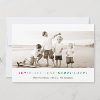 Joy Peace Kärlek Merry Lycklig Helgdag Photo Card Julkort