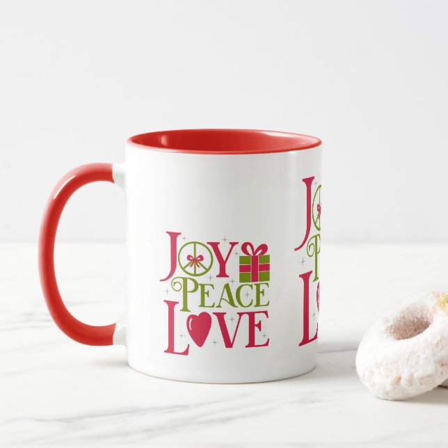 Joy Peace Kärlek Mugg (Med munk)