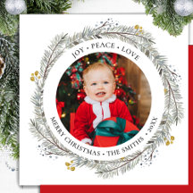 JOY PEACE KÄRLEK Red Guld Berry Gräs Bough Wandean