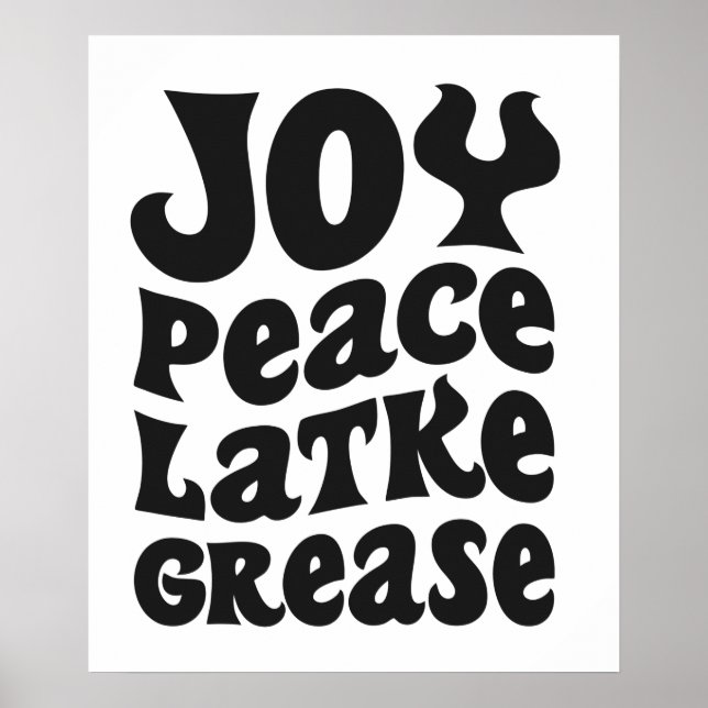Joy Peace Latkes Grease Funny Jewish Hanukkah Gift Poster (Framsidan)