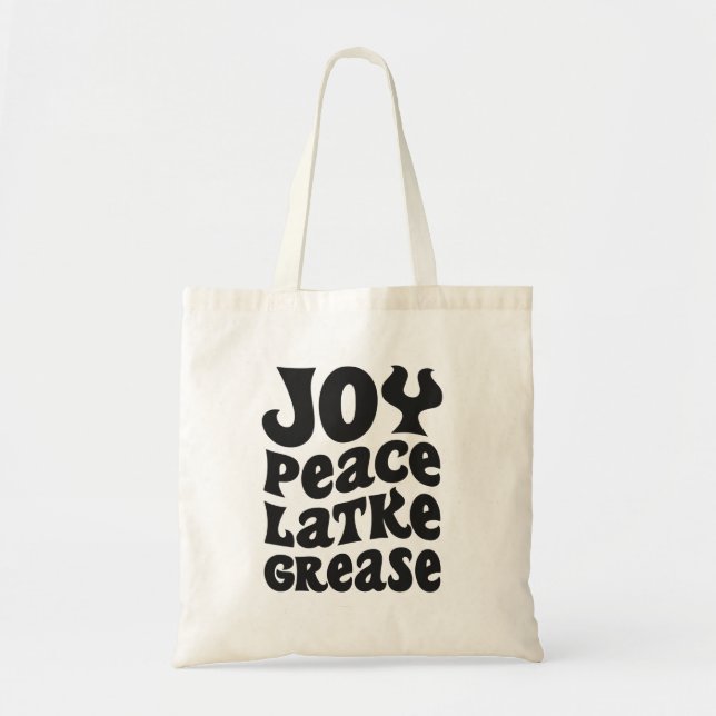 Joy Peace Latkes Grease Funny Jewish Hanukkah Gift Tygkasse (Framsidan)