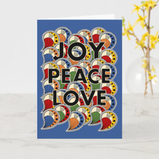 Joy Peace Love - Black Text & Custom Background Kort