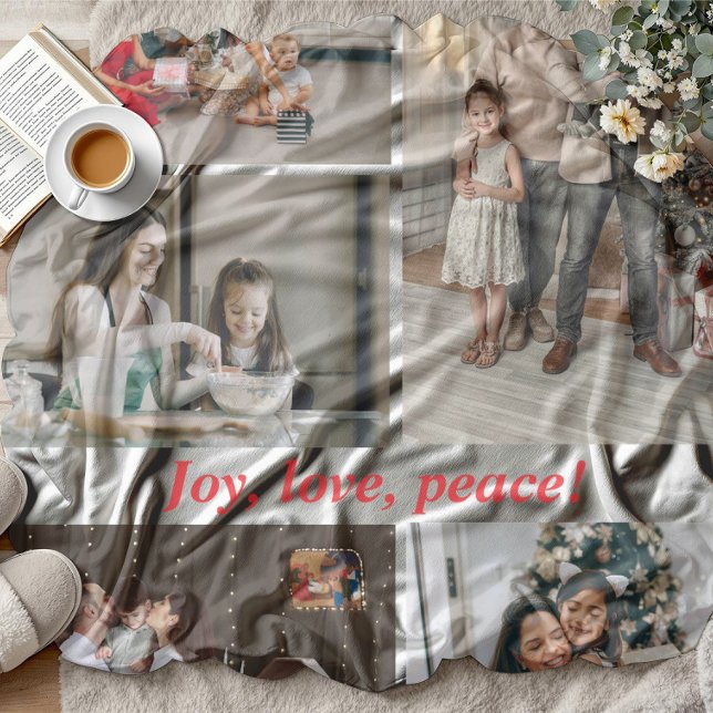 Joy Peace Love Christmas family  Fleecefilt (Skapare uppladdad)