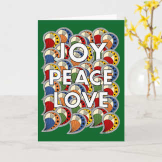 Joy Peace Love - Custom Background & Message Kort