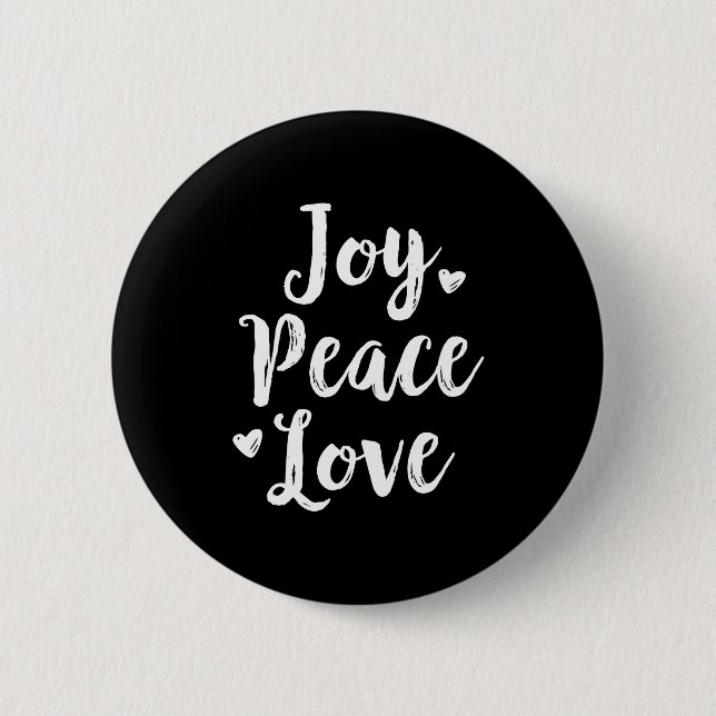 Joy Peace Love Red Brushed Script Womens Holiday  Knapp (Framsida)