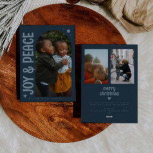 Joy & Peace Minimalist Blue Arch Julkort