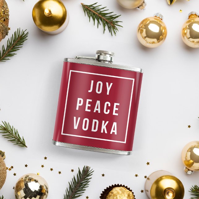 Joy Peace Vodka | Red & White Funny Helgdag Fickplunta (Skapare uppladdad)