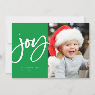 Joy-penselskript, modern grönt, 1-fotojul julkort