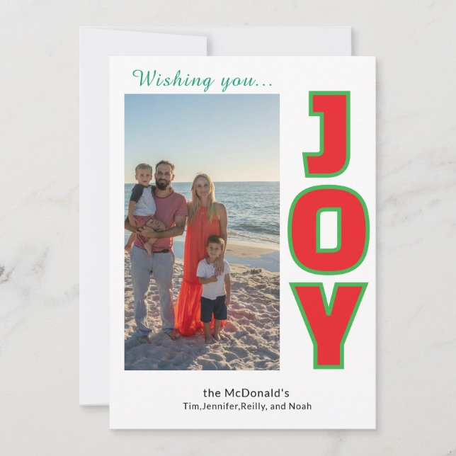 Joy Personalized Photo Collage Holiday Card Julkort (Framsida)