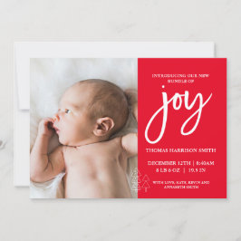 Joy Photo Baby Announcement Red Inbjudningar