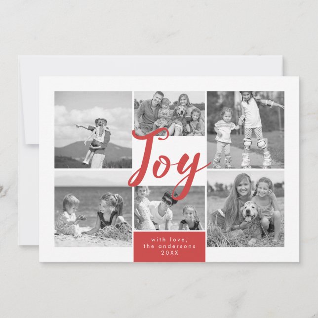 Joy Photo Collage Helgdag Photo Card Julkort (Framsida)