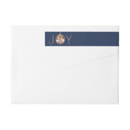 JOY Photo Navy Blue Copper Elegant Modern Helgdag Etikettband
