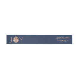 JOY Photo Navy Blue Copper Elegant Modern Helgdag Etikettband