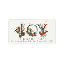 JOY Pine Cone Red Berry Birds Christmas Address Adressetikett