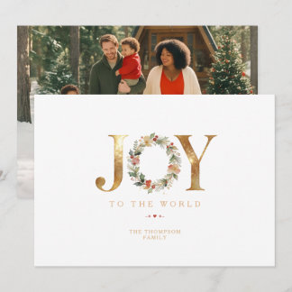 Joy Poinsettia Botanical Christmas Photo TMF26 Julkort