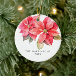 Joy Poinsettia Julbron med bär Julgransprydnad Keramik