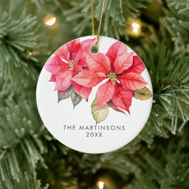 Joy Poinsettia Julbron med bär Julgransprydnad Keramik (Träd)