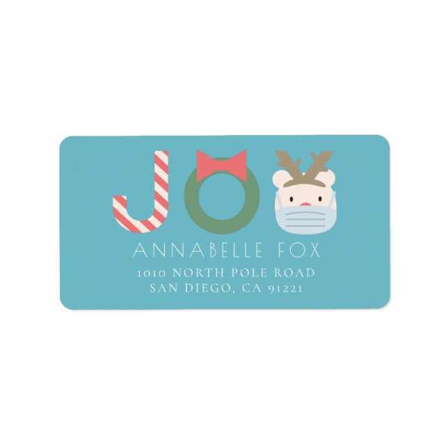 JOY Polar Bear Mask Blue Helgdag Returadress Adressetikett (Framsidan)